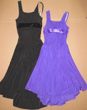 NWOT Velvet Slinky Tank Long Skate Dress Bow Back Ice Skating Black or Plum Ad/C