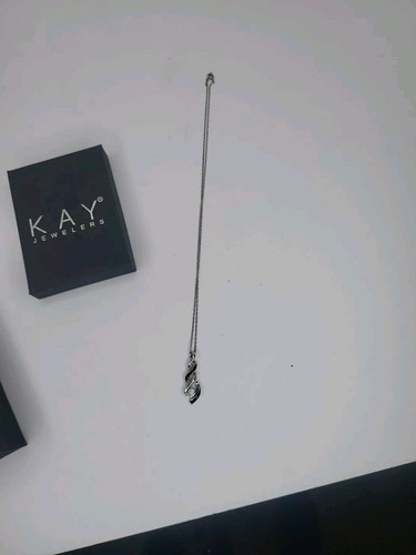 KAY JEWELERS Blue & White Diamond Cluster Triple Loop PENDANT & CHAIN Sterling - Picture 5 of 7