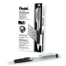 PD275TA Pentel Twist-Erase Click Mechanical Pencil, 0.5mm, Black, Box of 12