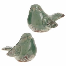 NEW RAZ Imports 3.75" French Country Ceramic Green Bird Set of 2 Spring/Summer