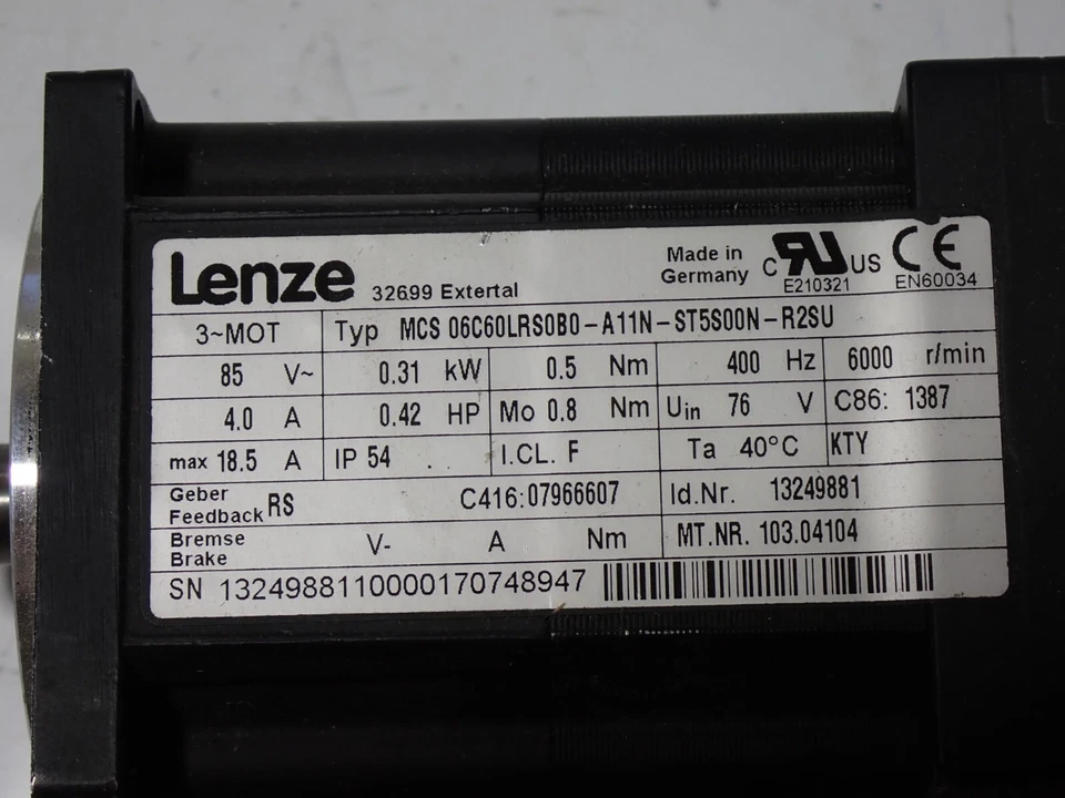 LENZE MCS 06C60LRS0B0-A11N-ST5S00N-R2SU MOTOR - Image 3 of 3