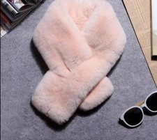 Real Rex Rabbit Scarf Double Sizes Blush Pink Velvet like Rex Rabbit Collar