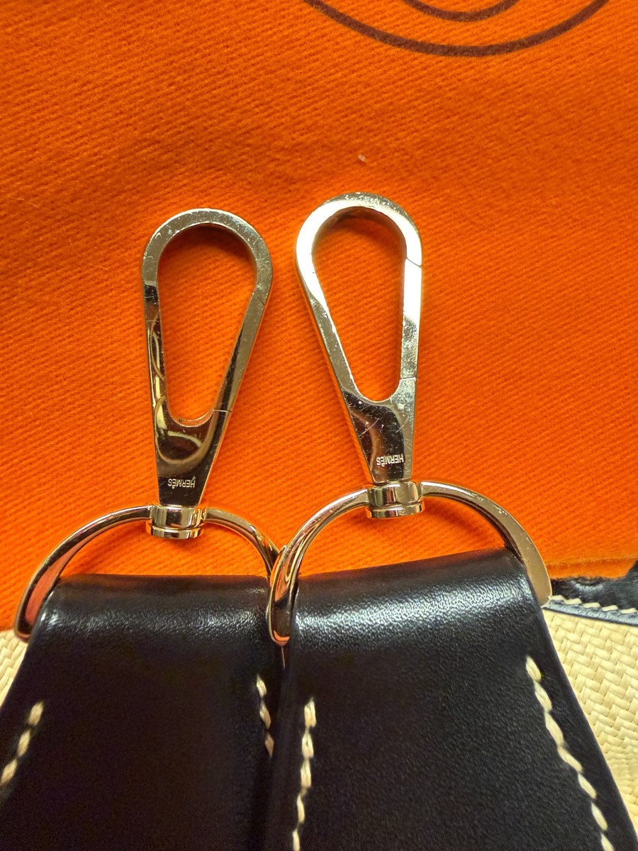 HERMES Evelyn GM I 1 Shoulder Bag Panama Straw Box Calf Leather