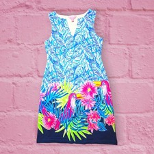 Lilly Pulitzer Harper Shift Dress Blue Bennett Lets Mango Engineered Size XXS