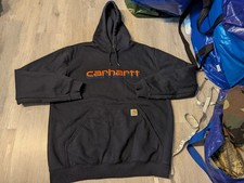 Carhartt Rain Defender Hoodie Sweatshirt Blue Mens Large Loose Fit