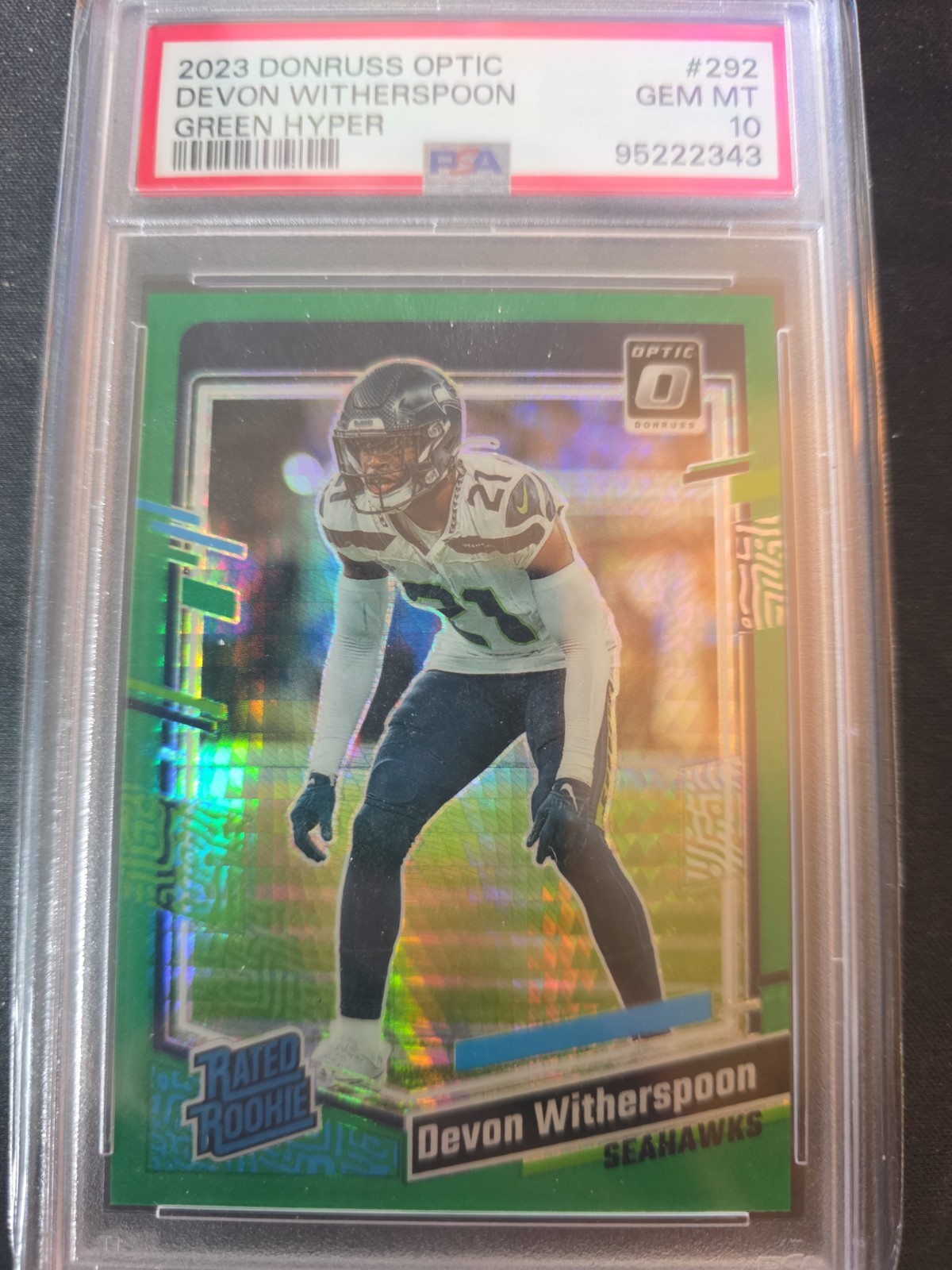 2023 Donruss Optic #292 Devon Witherspoon Green Hyper Rookie Psa 10 Seahawks