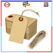 100pc Kraft Paper Hang Tags Blank Price Labels for Retail Inventory Jewelry Shop