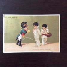 Chromo Publicitaire Pierrot BON MARCHE - Minot 1900