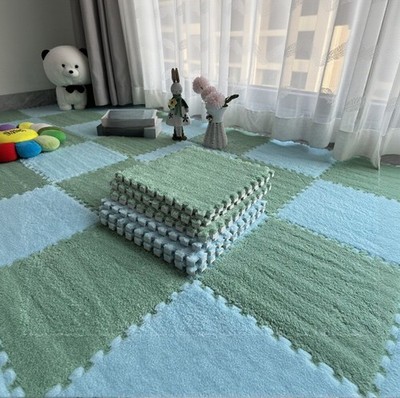 10pcs 30x30cm Plush Foam Floor Mats Flannel Cloth Top Splicing Carpet for Study