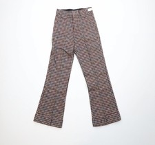 Deadstock Vtg 60s 70s Boys 12 Slim Houndstooth Knit Flared Wide Leg Pants USA