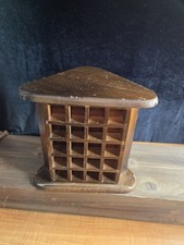 Thimble Display Case 3 Sided 54 Wood Slot Miniature Trinket Corner shelf Mini 