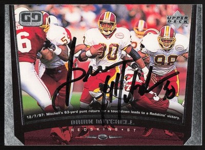 Brian Mitchell Signed 1998 Upper Deck Card 251 Washington Redskins