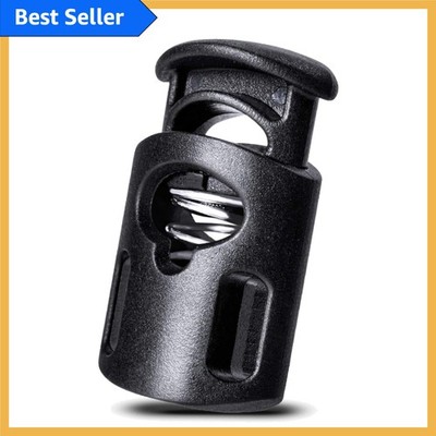 Durable POM Plastic Cord Locks - 10Pcs Black Spring Toggle Stoppers for All Uses