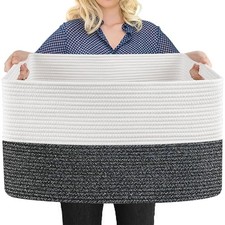 Cesto Coperta Rettangolare Extra Large, 22" x 17" x 12" Soggiorno, Lettino Tessuto...
