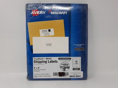 Avery TrueBlock White Shipping Labels 2'' x 4'' 1000 Labels Laser Compatible