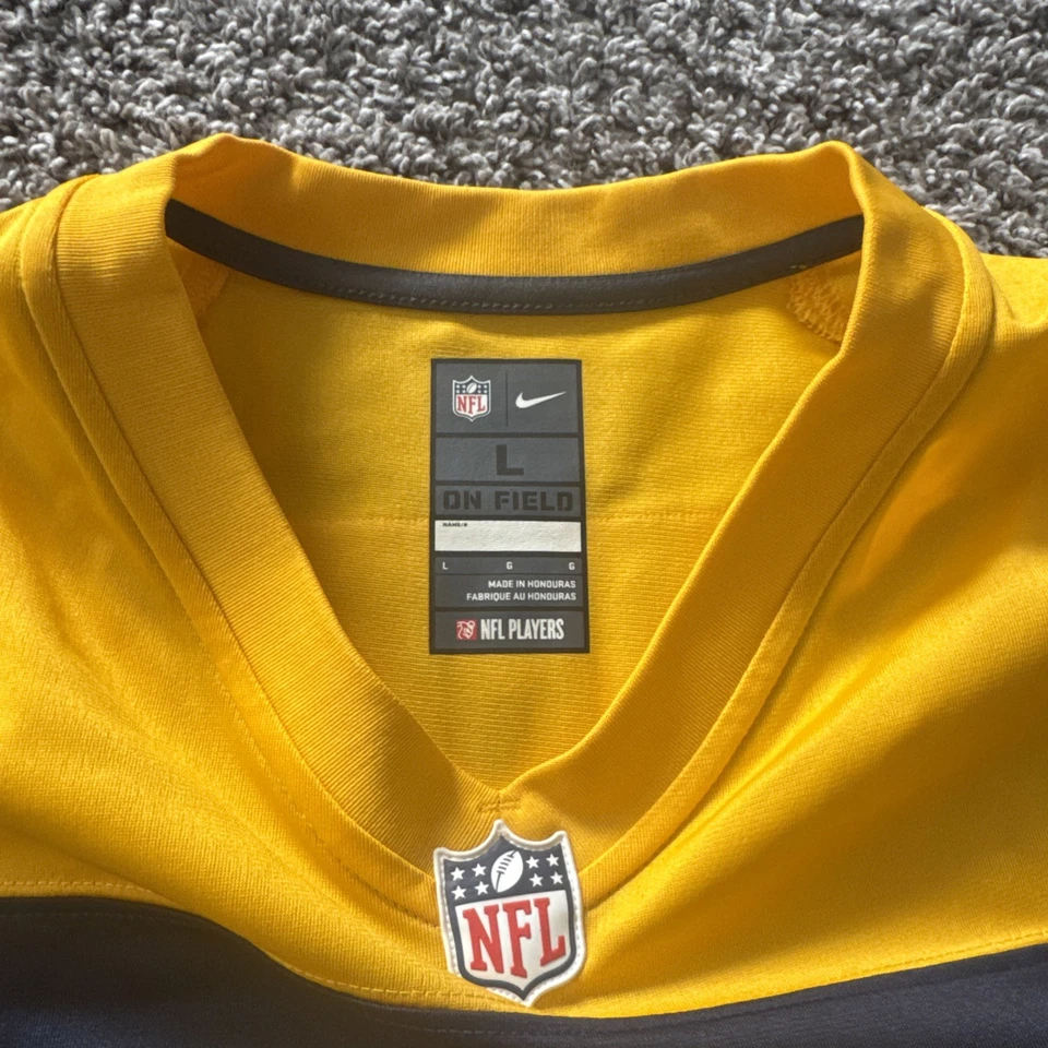 Camiseta de fútbol americano de la NFL Nike Aaron Rodgers grande azul amarillo de los Green Bay Packers para hombre Foto 4 de 4