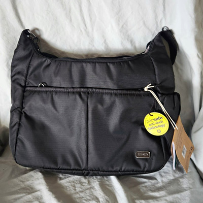 Pacsafe Anti-Theft RFID Blocking Messenger Crossbody Bag Black Zip Closure B4