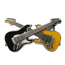 Vintage Style Black Yellow Enamel Guitar Music Belt Buckle also Stock in US