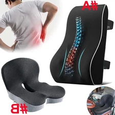 Memory Foam Seat Cushion w/Lumbar Support Pillow for Back & Sciatica Pain Relief