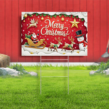 Reindeer Christmas Festive Indoor Outdoor Yard Sign with metal stakes