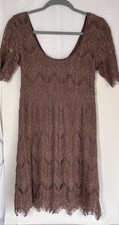 Urban Outfitters Mauve Lace Scalloped Mini Dress Size M Cottagecore Romantic