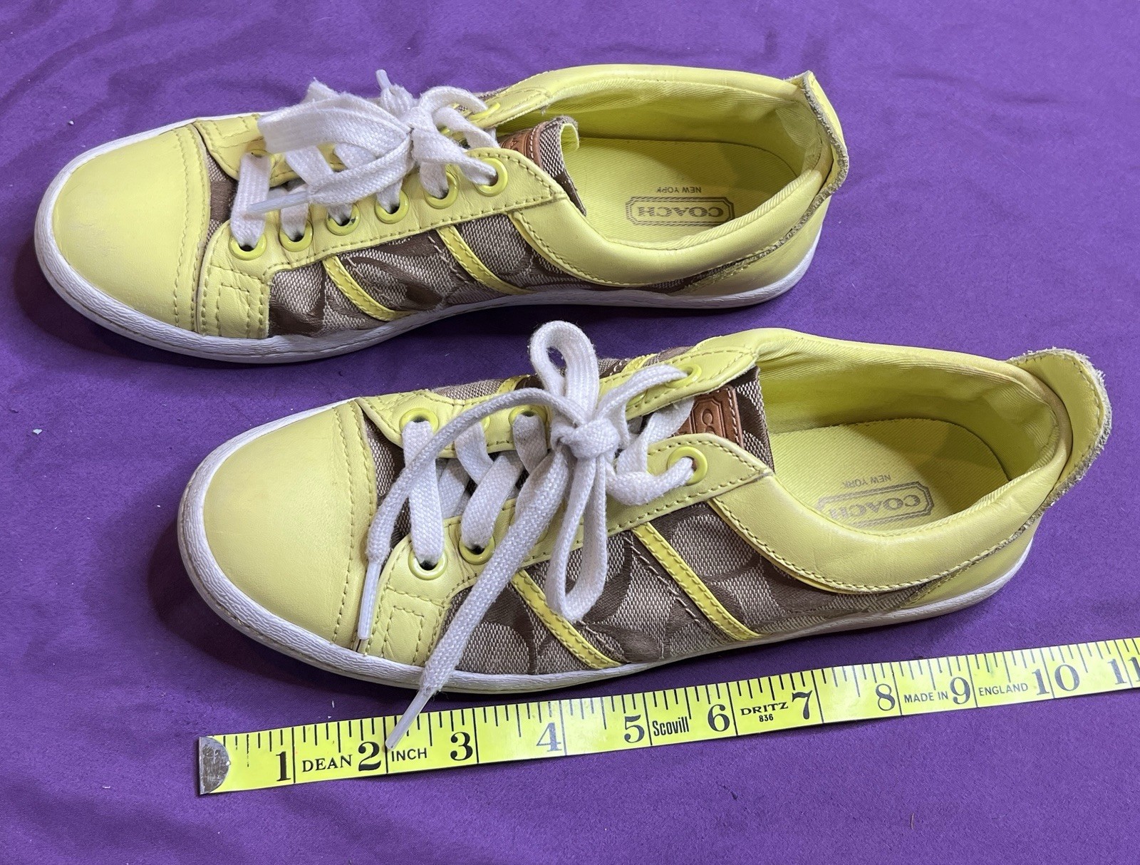 Coach Signature Alivia Sneakers Yellow Women's Size 7M thumbnail 3