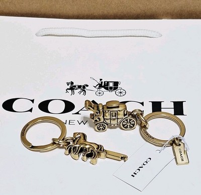 COACH Horse carriage l charm 4個セット NEW Coach Brass Horse & Carriage Valet Bag Purse Charm Keychain