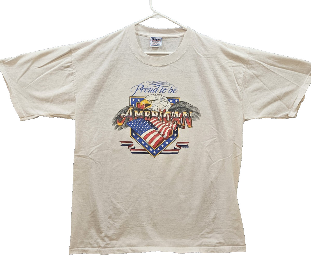Vintage Bald Eagle Shirt Men's Proud To Be An American T-shirt USA Made XXL