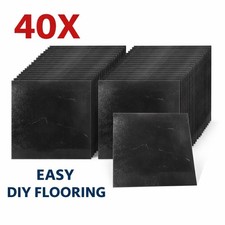 40x Black Marble Floor Tiles Self Adhesive 30x30cm Vinyl Peel & Stick Waterproof