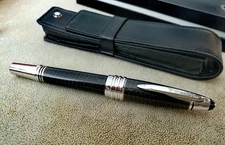 Montblanc Meisterstuck Carbon Fiber Rollerball Pen – Black & Silver - New in Box