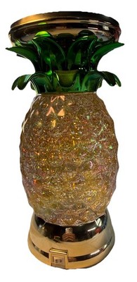 Bath & Body Works Pineapple Light Up Water Globe 3 Wick Pedestal Candleholder ￼￼