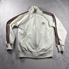 Vintage Adidas 1980s Trefoil Track Jacket Men  s L Brown/Cream White 1961