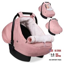 Winter Car Seat Cover for Baby Girl, Infant Carseat Cover with Plush Lining Pink