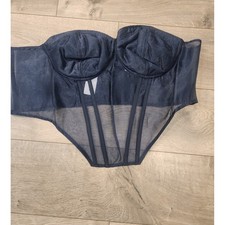 The Drop Structured Navy Blue Sheer Corset Top size 2x stretchy