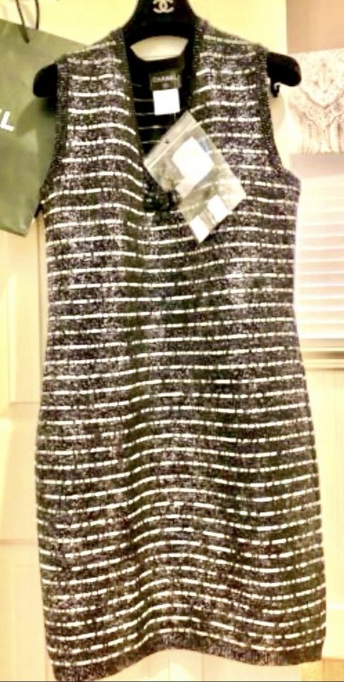 Vestido de fiesta Chanel Vintage 2010 negro blanco cristal 4K como nuevo 34 36 38 2 4 6 S M Foto 3 de 4