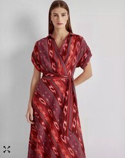 Women’s Lauren By Ralph Lauren A Line Belted Dress Size 4P Colorful Vivid Design