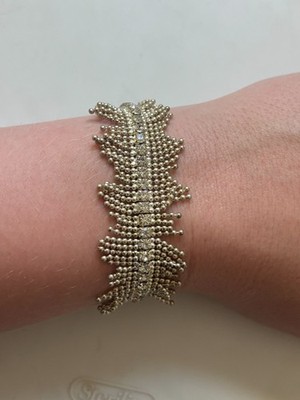 Silver Tone Simulated Crystal Fringe Stretch Bracelet
