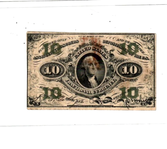 10 CENT "RED REVERSE" (FR-1251) "WASHINGTON'" 1800'S (FR-1251) "RED REVERSE" - Image 2 of 2