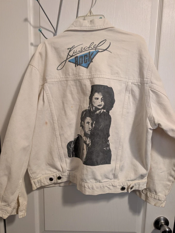 Chaqueta vaquera blanca Kuschel Rock años 80 90 buen estado uso visible talla L - XL Foto 2 de 4