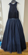 Formal Pageant / Prom Dress - Navy- Velvet Top - Full Layered Bottom- Size XS/S