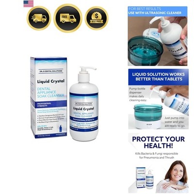 Liquid Crystal Soak Cleanser - Deep Cleaning Formula for Dentures, Retainers,...