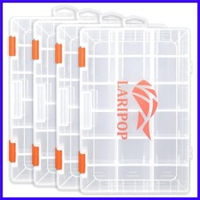 Fishing Tackle Box Set with Adjustable Dividers, Transparent Organizer Tray, ...