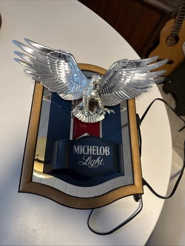Vintage 1987 Michelob Light Beer Flying Eagle 3D Lighted Mirror Sign