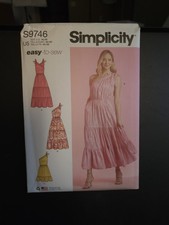 Simplicity S9746 Misses Dress Tie Sleeve Sundress H5 6-14 Sewing Pattern Easy