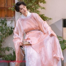 Classical Chinese Improved Hanfu Robe Round Neck Unisex Men Women Shining Dress