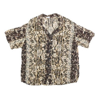 BASIC EDITIONS Damen Beige & Bedruckt Hemd Kurzarm Kragen XL