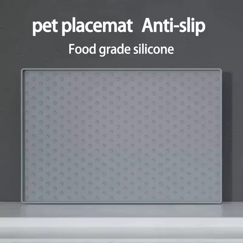 Tapis d'alimentation en silicone taille L gris pour gamelles de chiens et chats - 2