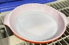 Vintage Fire King Anchor Hocking Red Orange Ombre Milk Glass 10” Pie Plate