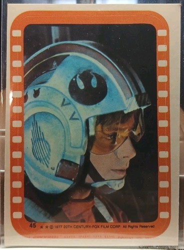 1977 Topps Star Wars Stickers #45 A critical moment for Luke Skywalker