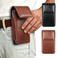 Magnetic Leather Phone Pouch With Belt Clip - Universal Holster for Cell Phones
